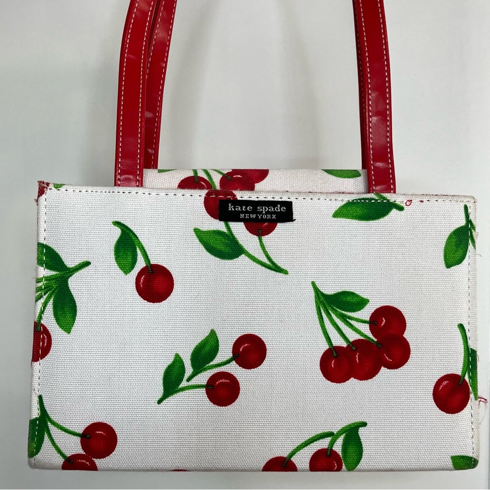 Vintage Y2K Kate Spade Canvas Cherry Print Shoulder Bag - Picture 7 of 16